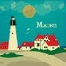 Portland Head  Lighthouse, Maine Skyline Poster Print Wall Art for Homes, Offices, and Children's Rooms - style  E8-O-MAI