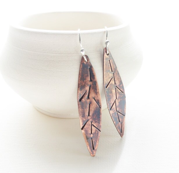 Items Similar To Copper Earrings Sterling Silver Mixed Metals