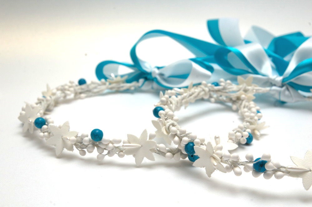 STEFANA Wedding Crowns -  Orthodox Stefana - Bridal Crowns  MYRTIS turquise