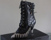 Steampunk Spats Victorian Lace Grey Shoe Boot Covers Fetish Gothic Fantasy Costume Cosplay - Chrisst - Unique Fashion SPECIAL ETSY PRICE