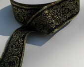 Gold and Black Damask Ribbon by the Yard