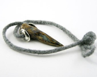necklace choker tribal unisex men women  felt grey ceramic spike tiger eye blue brown silver spike for him  free shipping teamt