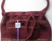 Felted Mahogany Bag - Maroon Tote - Felt Alpaca Wool Handbag - I Pad, E Reader Carrier Bag - Felt Accessories