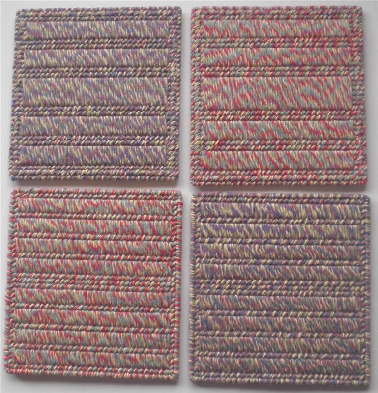 Needlepoint Beverage Coaster Set - Multi Color Cotton Coasters - Home Accessories