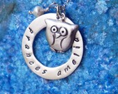 Personalized cute owl necklace in sterling silver - Halloween jewelry - graduation gift