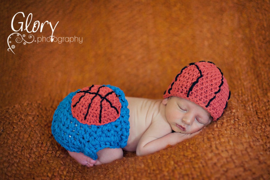 Baby Boy Basketball Beanie, Diaper cover  Newborn photo prop