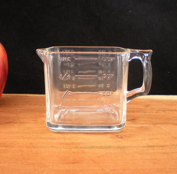 Old Glass Kitchen Measuring Cup Square by oldetymestore