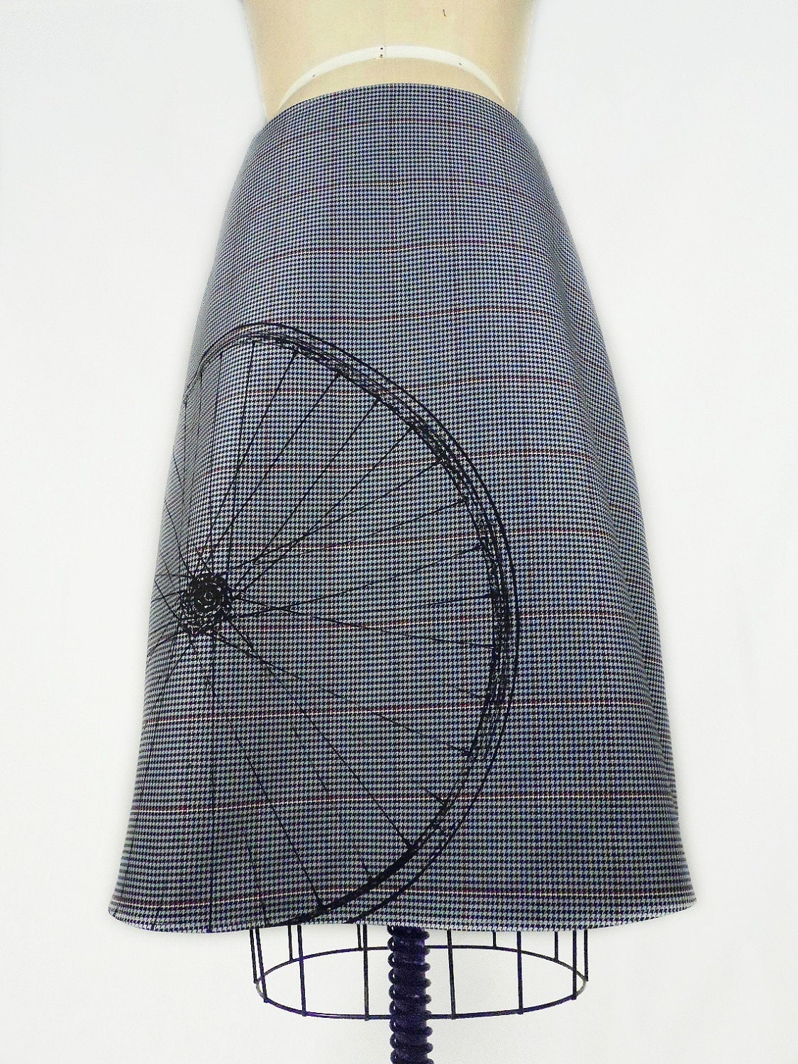 Houndstooth Twill A-Line Bicycle Wheel Skirt