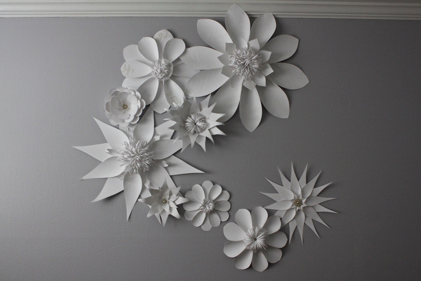 white paper flowers nursery decoration large flowers