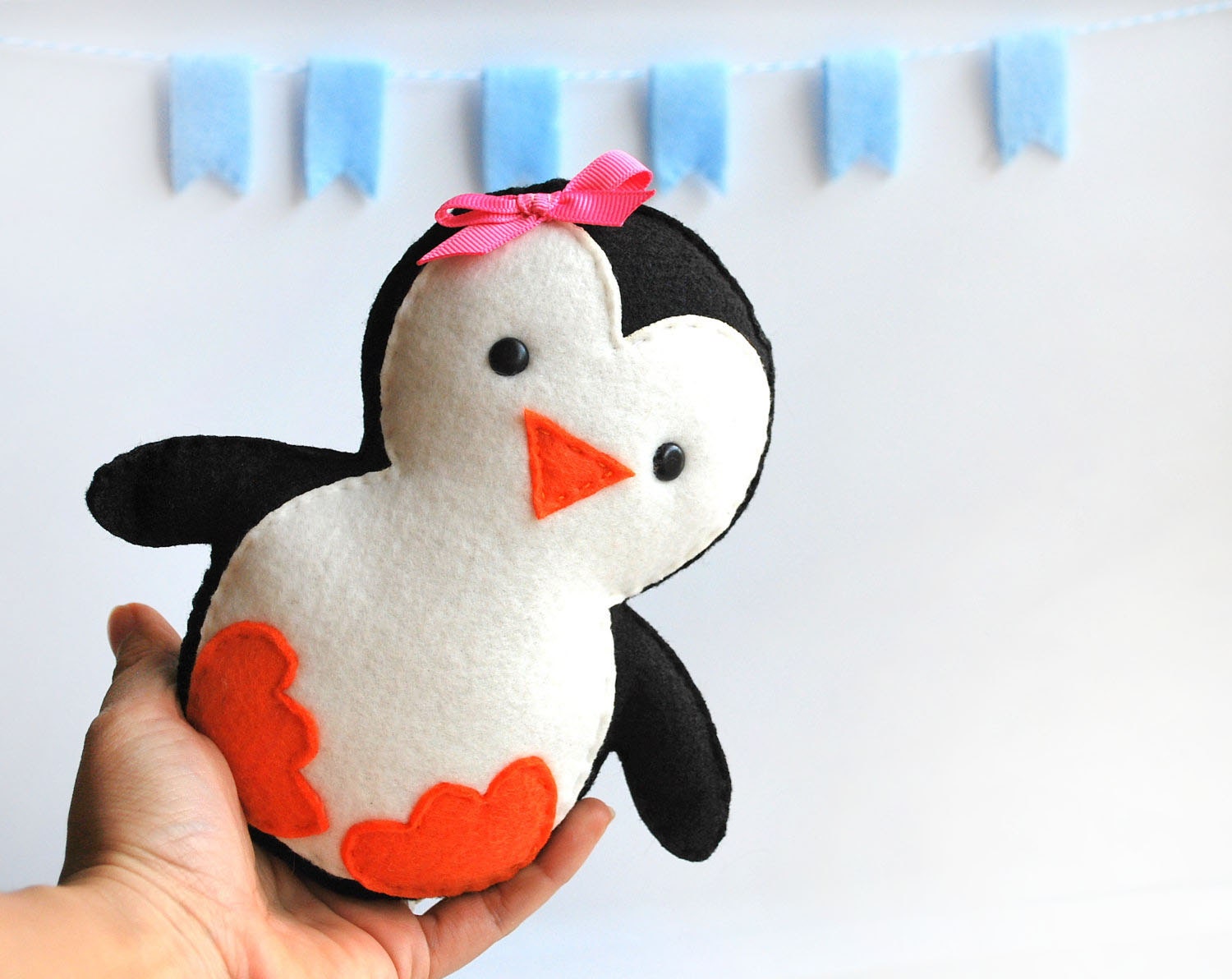 Baby Penguin Plush, adorable Fleece / felt baby plush, eco friendly children toy A315