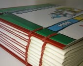 Coptic bound handmade journal - upcycled 'Pay Day' boardgame - great sketchbook / photo album