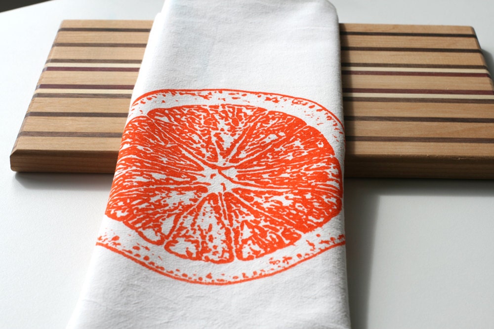 Deluxe XL Flour Sack Tea Towel - Orange Slice - Hand Screen Printed