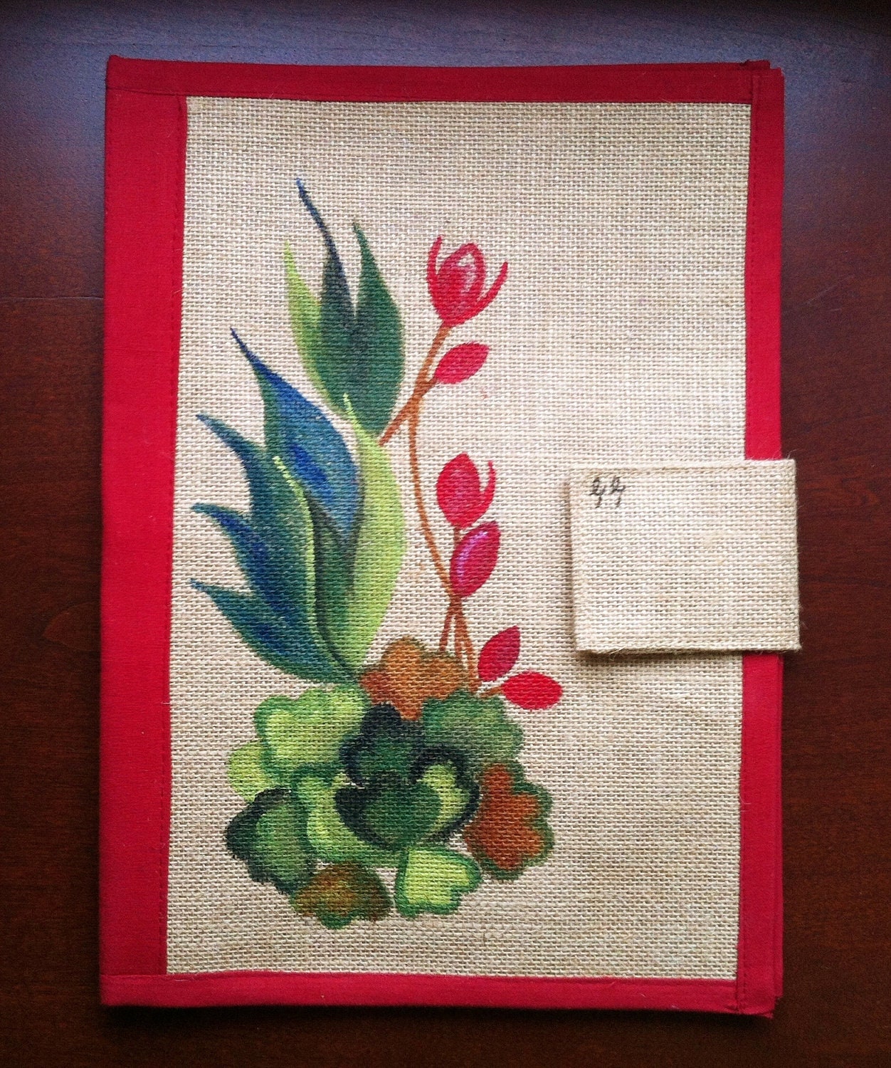 Items similar to Decorative File Folder, Jute Burlap, Hand painted Art