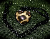 Cheetan' Heart Black Pendant Necklace
