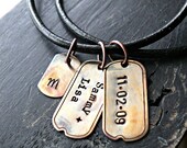 Fathers Day Gift - Mens Hand Stamped Necklace - Mens Personalized Necklace - Personalized Dog Tag Necklace - Rustic Tags