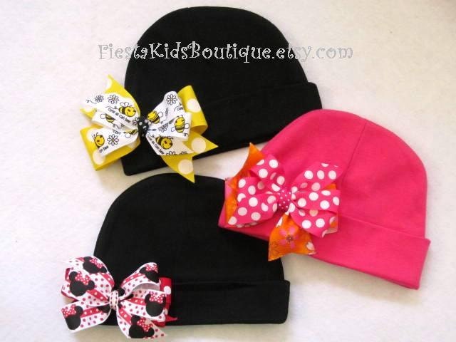 Baby girl HAT with bow, beanie, cap, newborn girl, photo prop Il_170x135