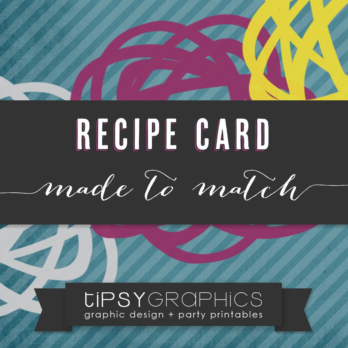 Recipe Card. Printable ADD ON. Made to Match any Tipsy Graphics Design Il_570xn