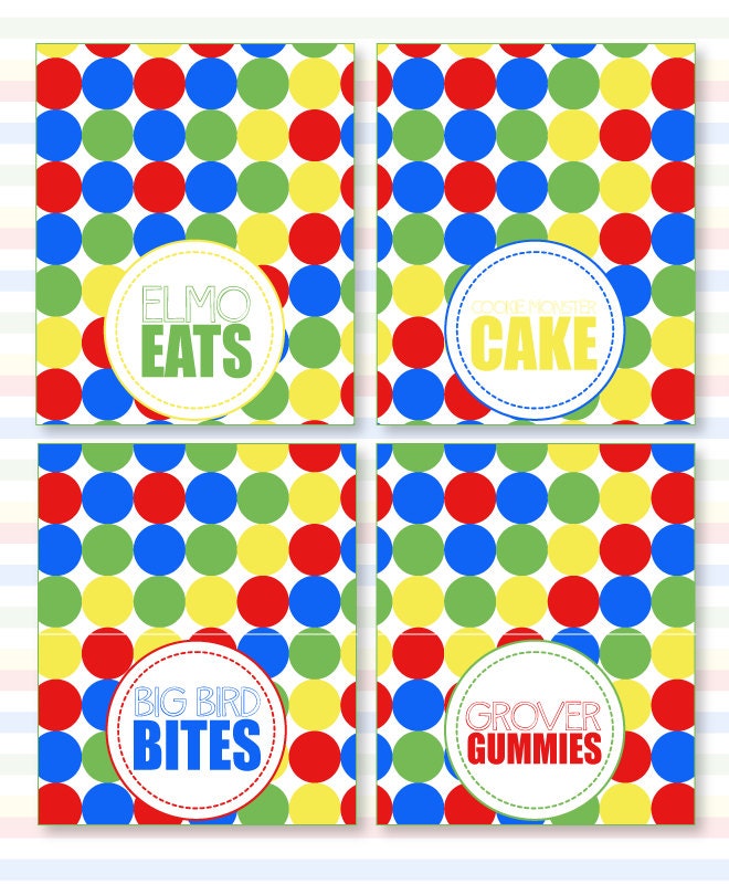 Sesame Street Inspired Party PRINTABLE Food Tent Cards by Love The Day