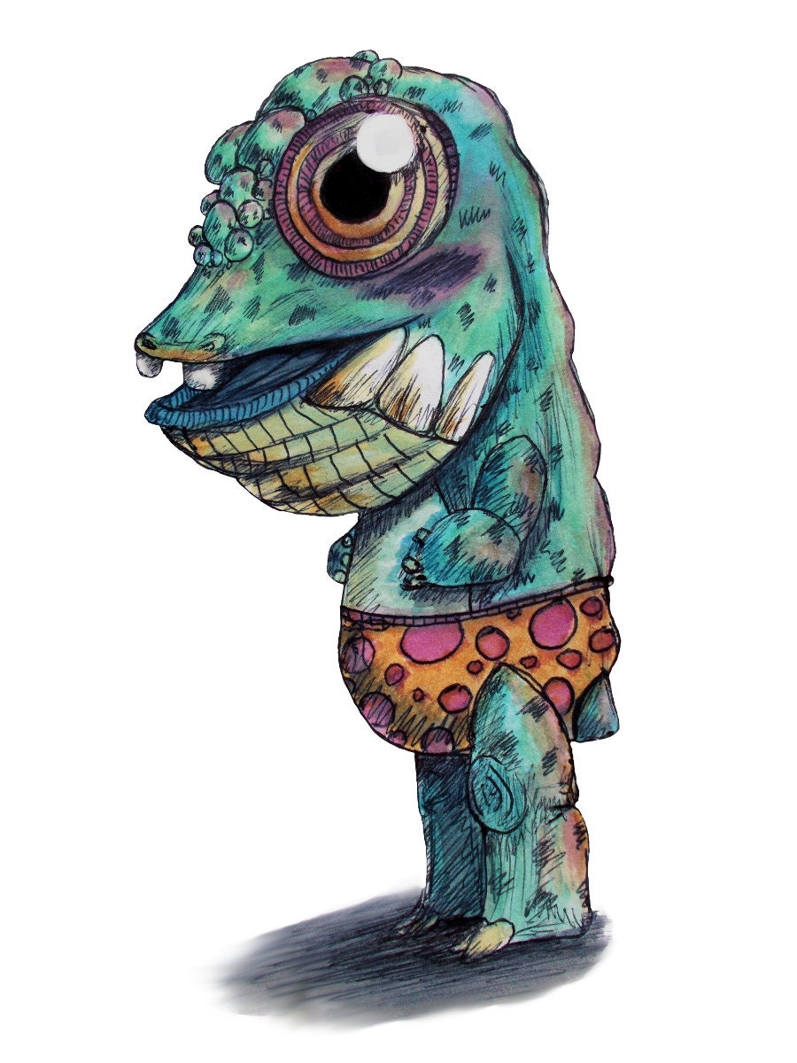 Takukmi Watercolor creature Original Professional matte or glossy finish Art Print