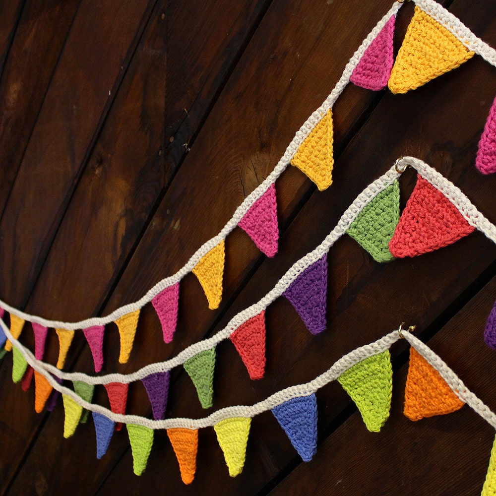 Crochet Bunting, Crochet Banner, Crochet Flags, Bunting Banner, Baby Room Decor