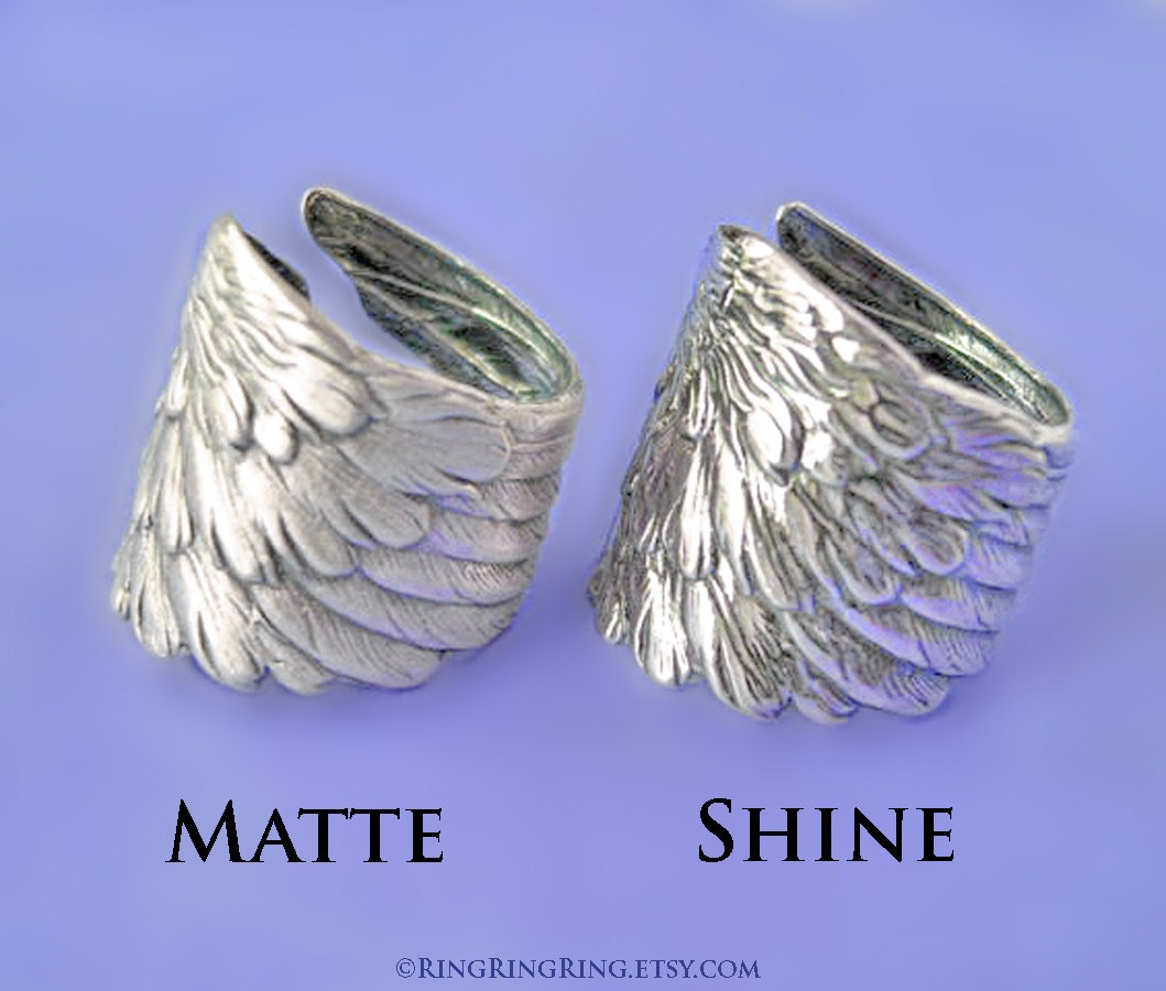 925 Detailed Angel Wing ring -  feather ring, solid Sterling Silver ring jewelry, for men and women 102312