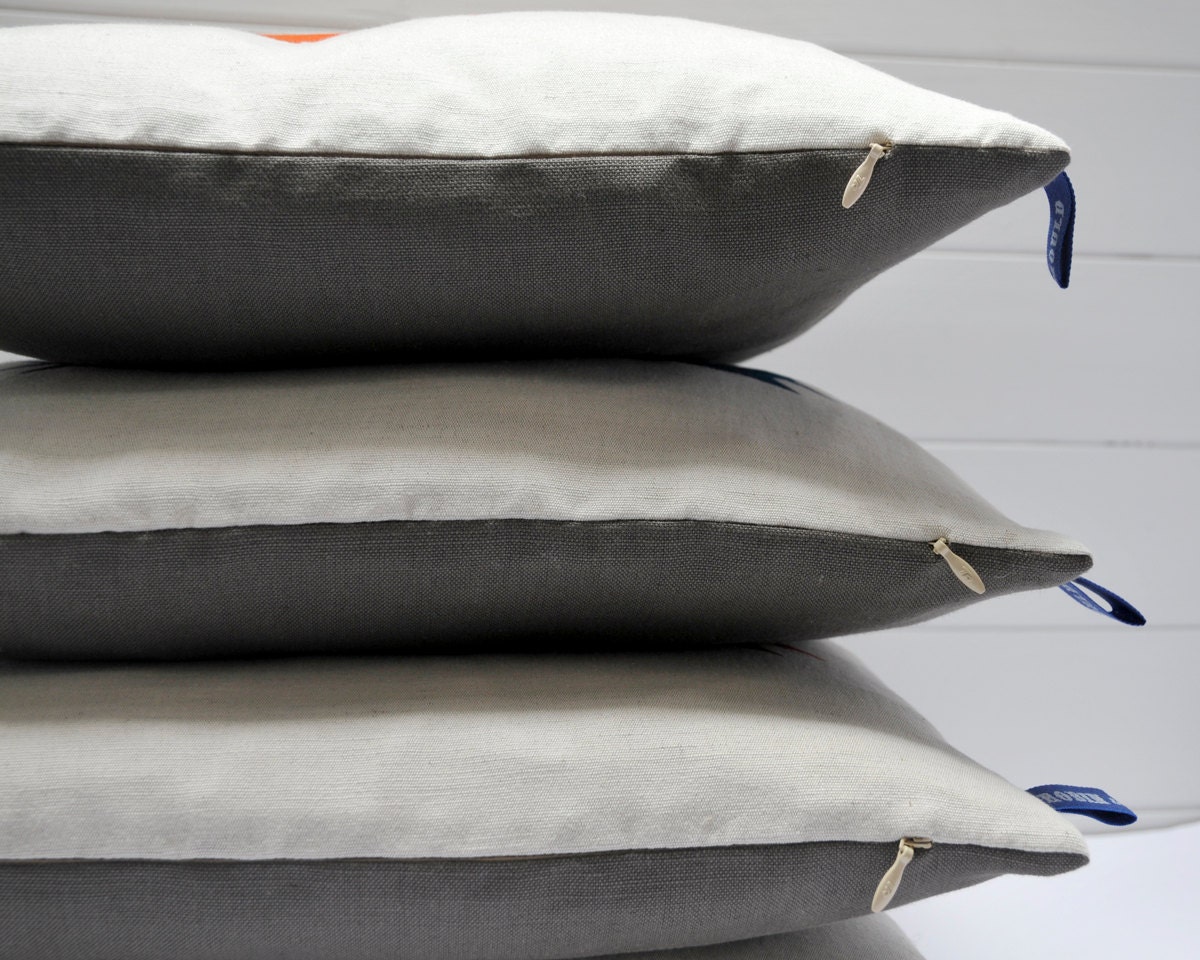 Hand Screen Printed Fox Cushion Cover in French Navy
