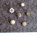 Button Magnets, Black, gold, off white, creamy magnet set, set of six glam stacked button fridge magnets