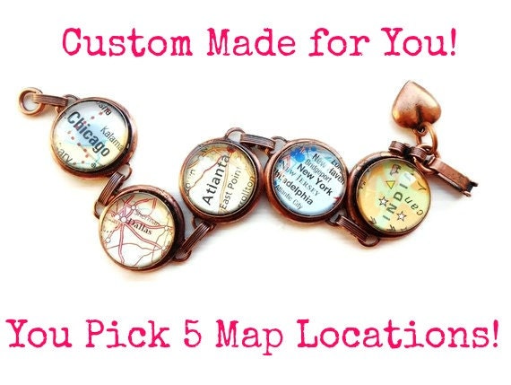 Map Bracelet Copper Pick 5 Locations