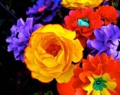 Table Decoration - MIX Flowers - Handmade Paper Flowers -Set of 12 - On stems - Made to Order - Customize your style and colors