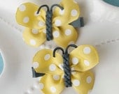Light Yellow and Charcoal Grey Polka Dot Butterfly Bows