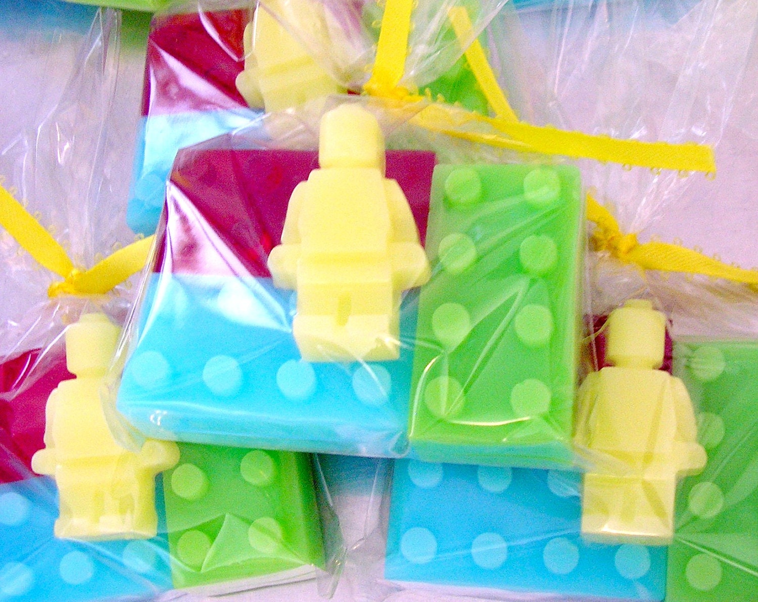 Lego type blocks and Lego Type Mini Soap Bricks Party Favors for kids pack of 16