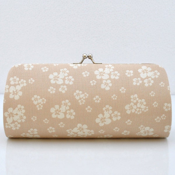 Blossoms in Latte..Small Clutch Purse