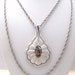 Vintage Trifari Silver Double Chain Necklace Teadrop 1970s