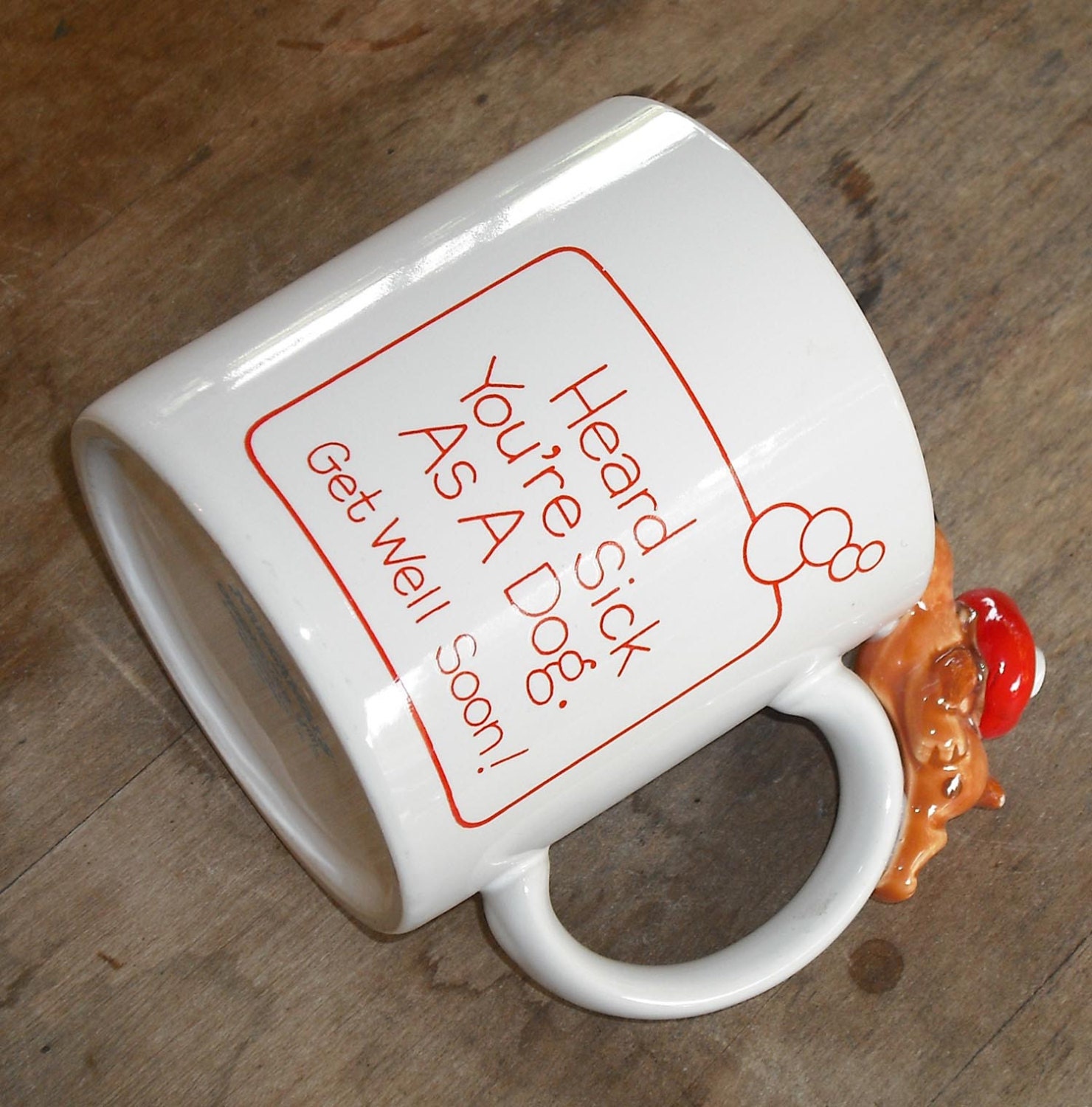 Vintage Japan Mug Cup 1986 Muggamals Sick As A Dog Get Well Soon Gift Coffee Tea Retro Dining Serving Dish Home Kitchen