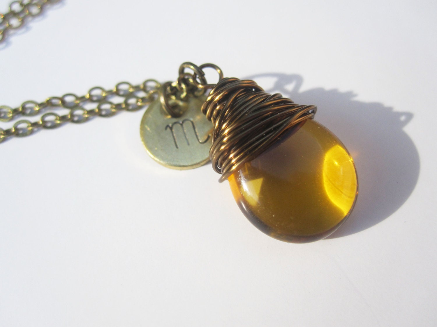 Topaz Necklace Scorpio Necklace Zodiac Jewelry Wire Wrapped Jewelry Birthstone Necklace