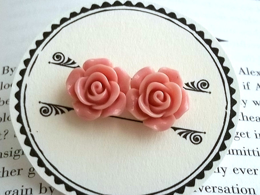 Flower Earrings - Mauve Pink Roses