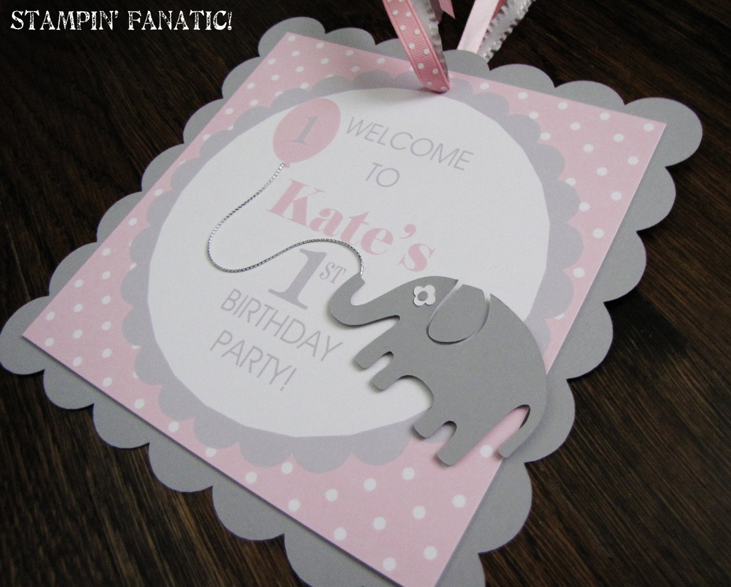 Sweet Little Peanut Collection: Custom Square Scallop Door Sign... Pink and Grey Elephant. Elephant Birthday. Elephant Shower. Il_170x135