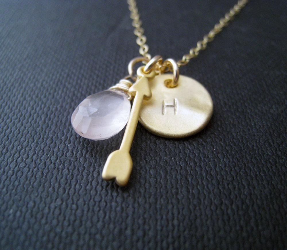 Arrow necklace, Birthstone initial necklace, personalized necklace bridesmaid gifts, 14k gold filled fine chain, weddings