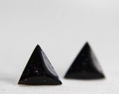 tiny triangle earrings in sparkly rainbow black stud earrings geometric posts