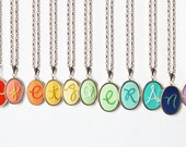 Bridesmaid Necklace. Colorful, Modern Initial Necklace. Personalized Bridesmaids Gifts. by Merriweather Council