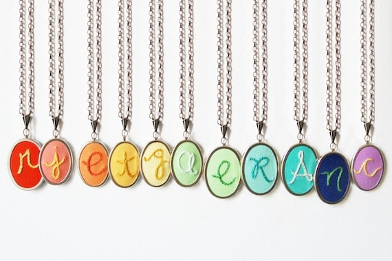 Personalized Bridesmaid's Gifts. Initial Necklaces. For Colorful, Modern Weddings. by Merriweather Council