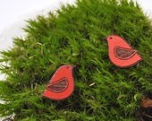 RED BIRD with black wing- walnut studs
