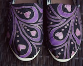 Womens - Abstract Peacock Feather Custom Painted TOMS Shoes