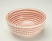Tomato Red Vertigo Spiral Bowl Hand Painted Ceramic Dinnerware