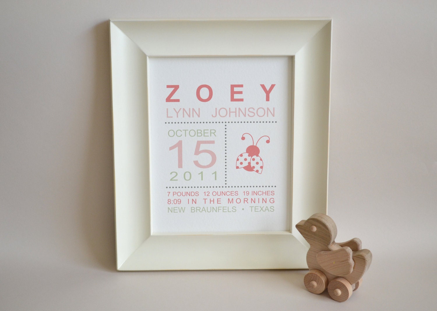 Modern Birth Announcement Print - Custom Wall Art