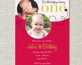 Little Ladybug Photo Birthday Invitation (Digital or Printed)