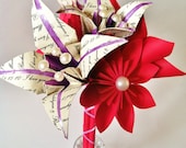 Personalized Paper 1st Anniversary Bouquet- paper flower wedding bouquet, bride, one of a kind, made to order, gifts for her