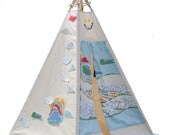 Teepee Tent in cloud theme wall art - As Seen in Studio Bambini Magazine