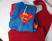 Superman costume dress up kit 24 months with Cape and Footie Pajamas