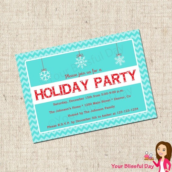 PRINTABLE Snowflake Holiday Party Invitation Il_570xn